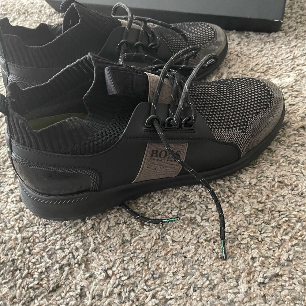 BOSS Men's Black Knit Sneakers